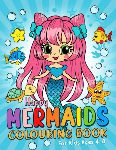 Happy Mermaids: Colouring Book For Kids Ages 4-8 (UK Edition)